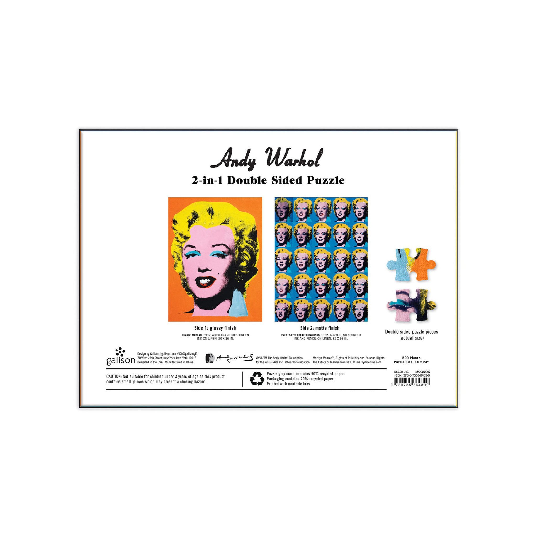 Andy Warhol MARILYN Double-Sided 500 Piece Puzzle - Wynwood Walls Shop