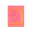 Pink greeting card with yellow geometric lines and text reading ‘This card contains infinite amounts of positivity.’
