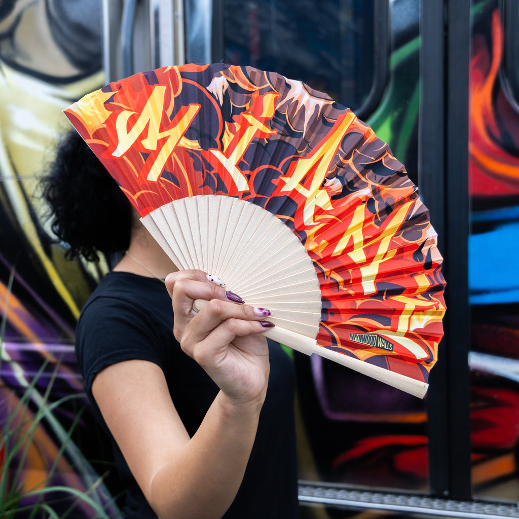 Quake MIAMI MAGMA Wooden Hand Fan