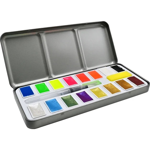 Studio Series Metallic & Neon Watercolor Paint Set (Set of 18 Colors)