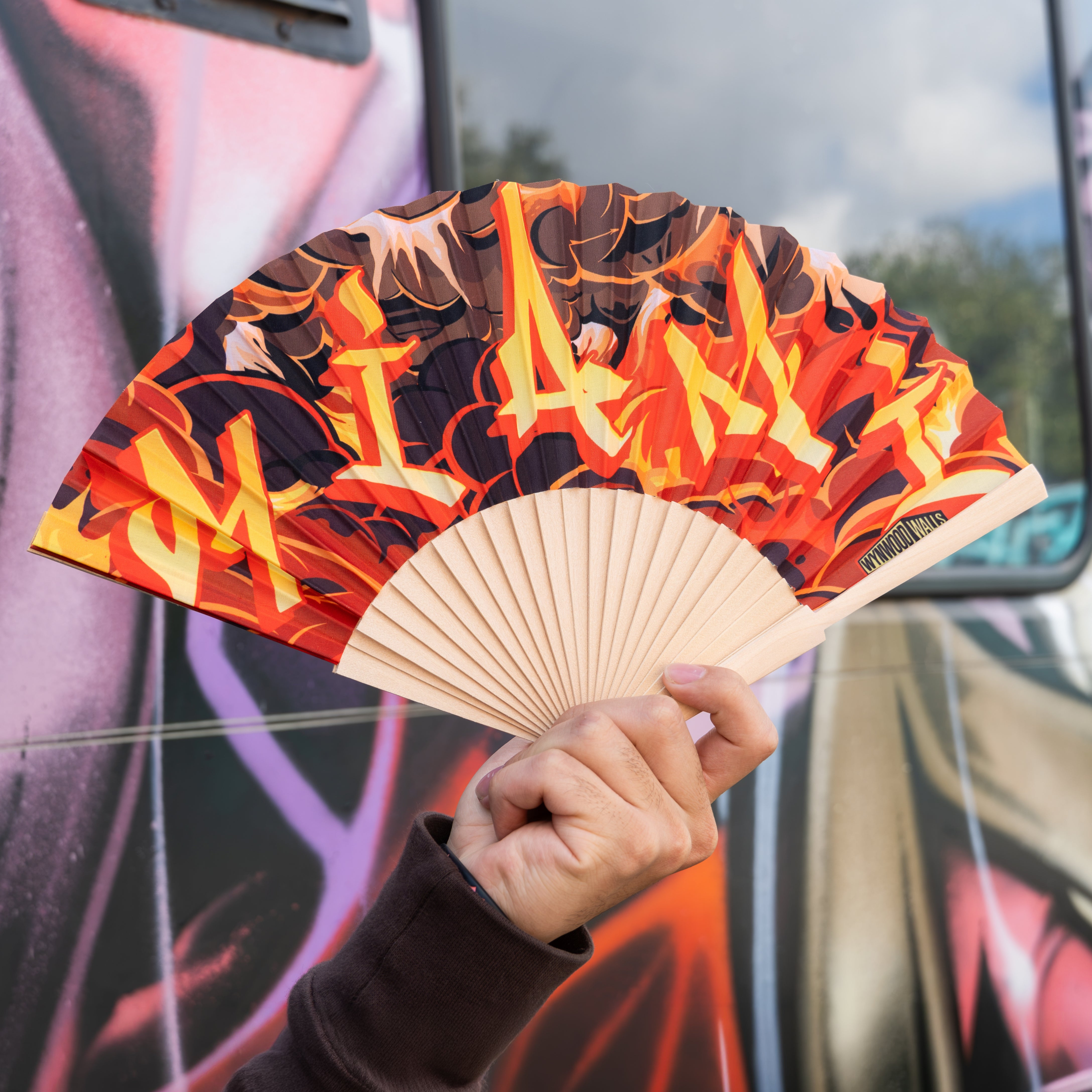 Quake MIAMI MAGMA Wooden Hand Fan Secondary image