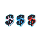 Three colorful dollar sign symbols on a white background