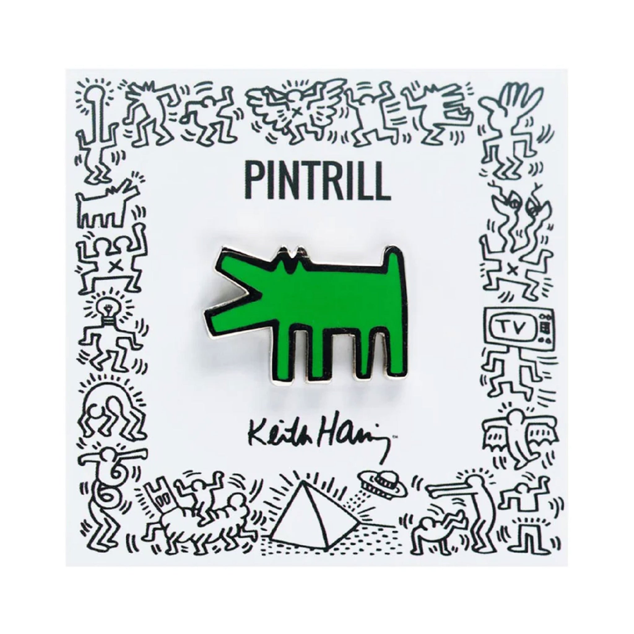 Keith Haring BARKING DOG Green Pin