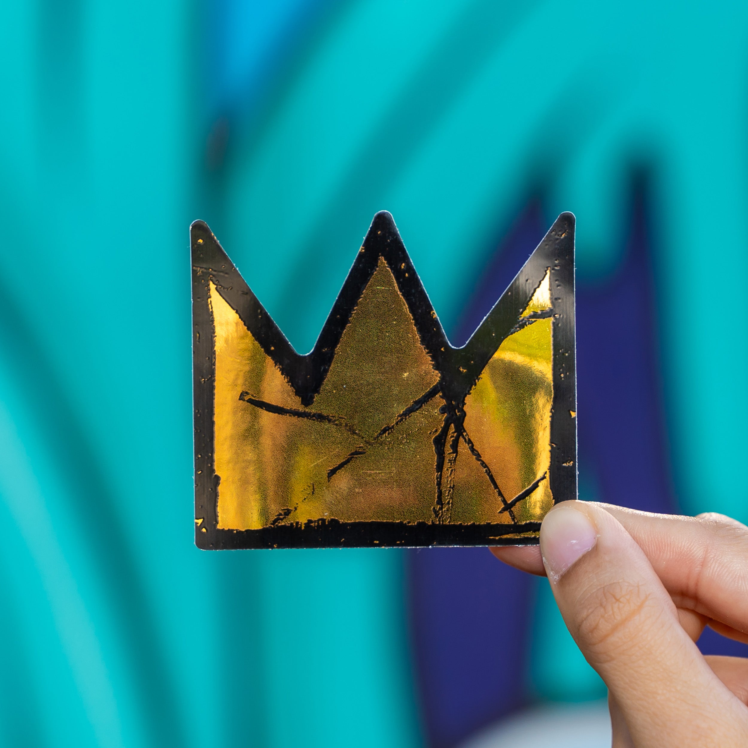 Jean-Michel Basquiat Gold Crown Single Sticker – The Wynwood Walls Jean-Michel Basquiat Gold Crown Single Sticker – The Wynwood Walls
