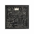 Black album cover with white graphic design and text, featuring a crown and abstract elements.