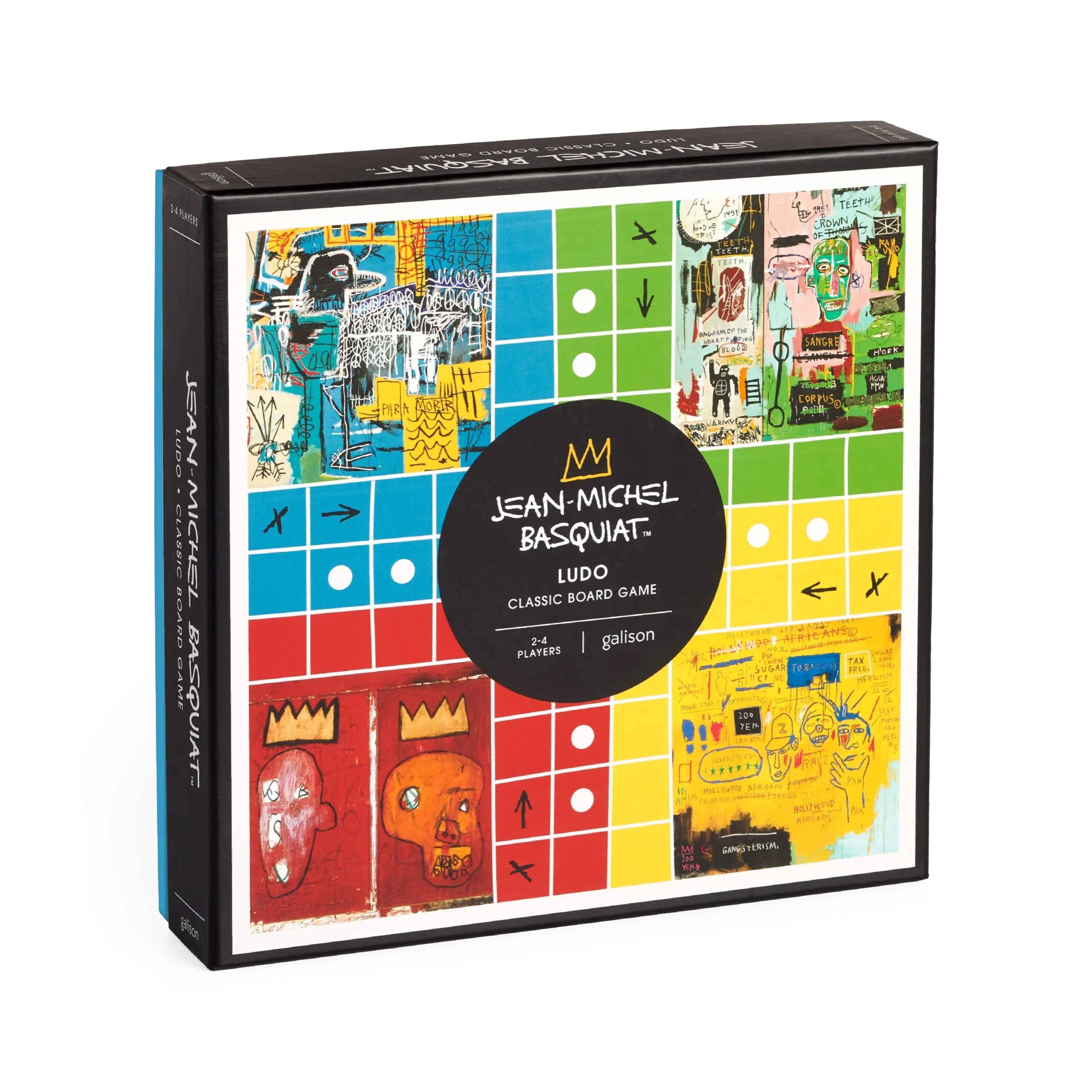 Jean-Michel Basquiat Ludo board game box with colorful design and branding. Main image