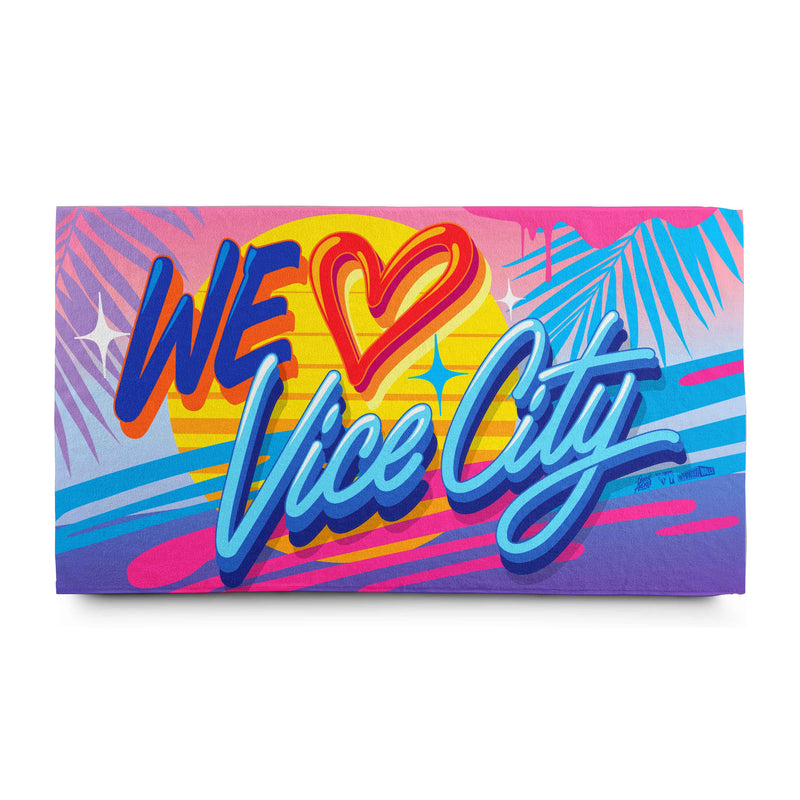 Queen Andrea WE LOVE VICE CITY Beach Towel