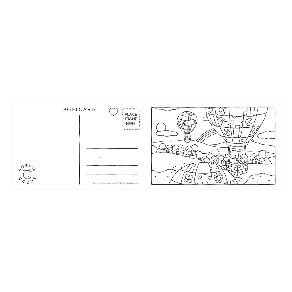 Bobbie Goods postcard coloring pages for crayons and colored example