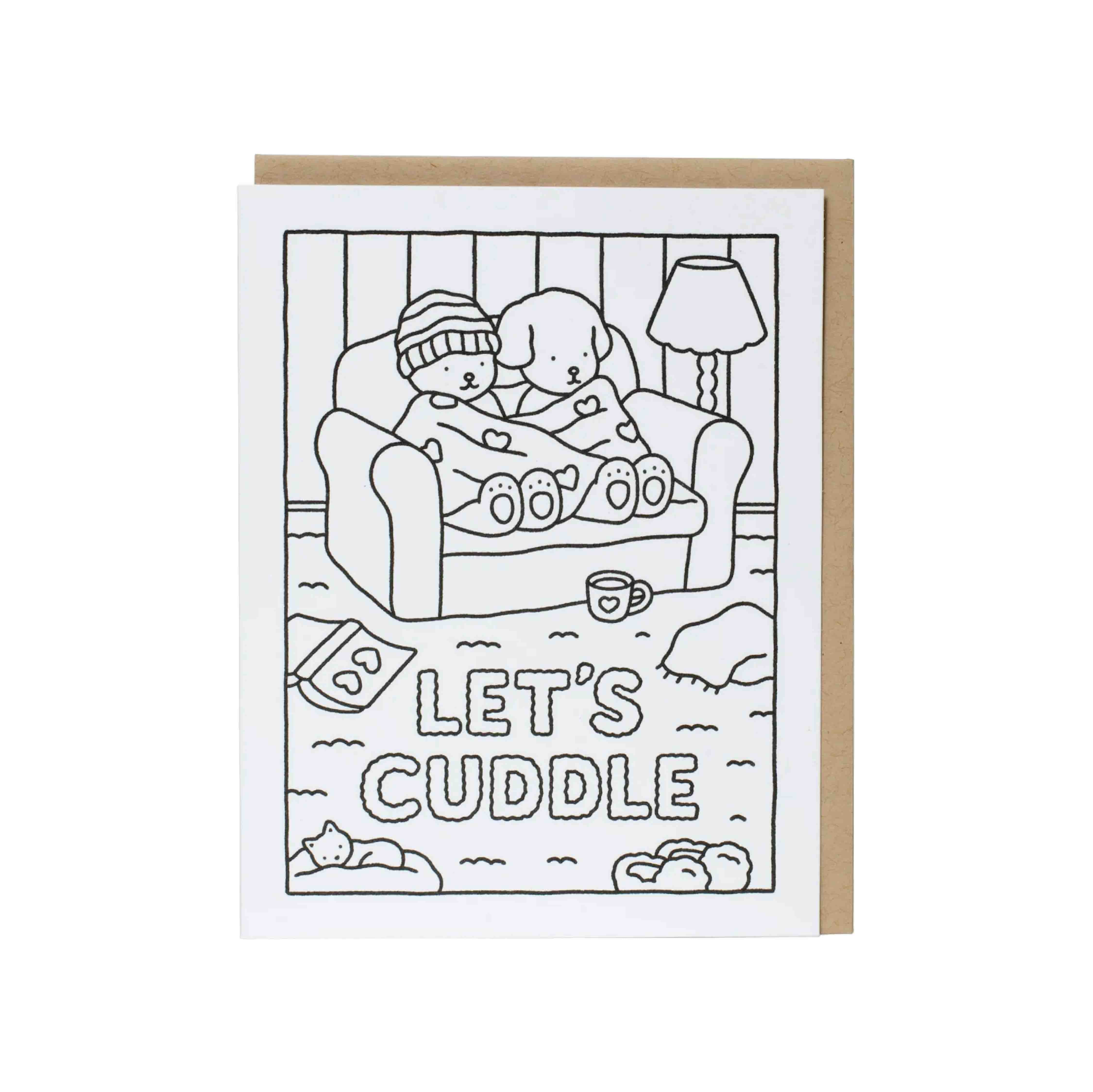 Bobbie Goods LET'S CUDDLE Coloring Card Main image