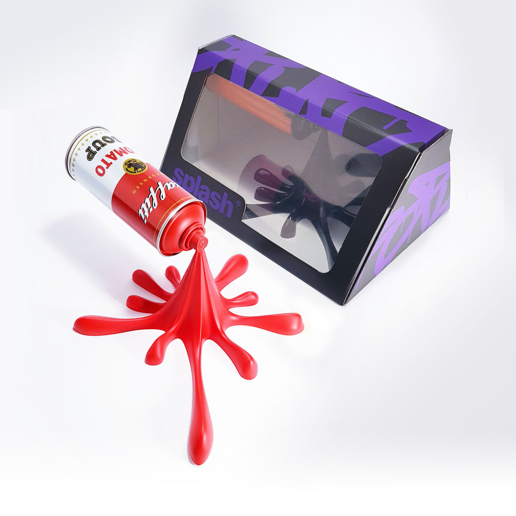Red Warhol Tomato Soup Can Splash Graffiti Sculpture