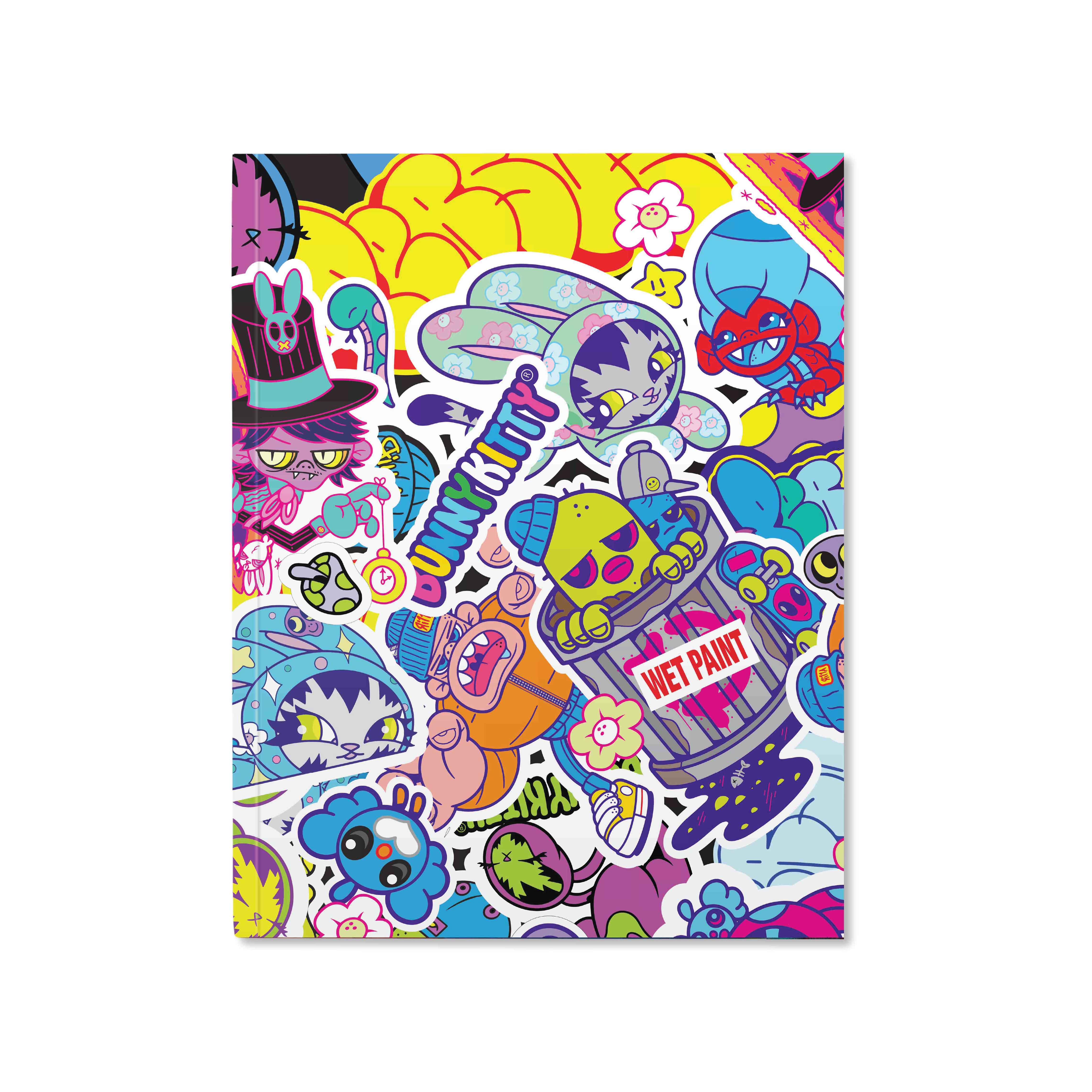Colorful Bunny Kitty notebook with sticker-collage style artwork, cartoon characters, and graffiti elements on the cover Main image