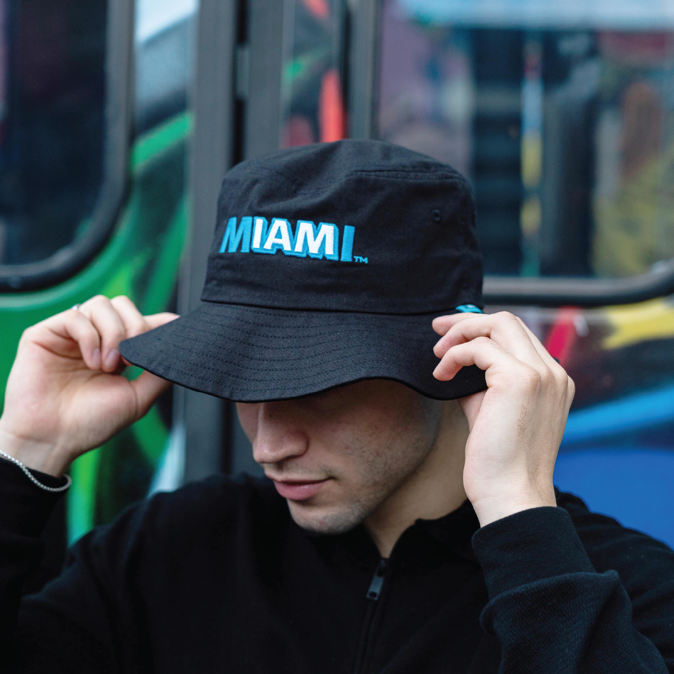 Miami CALLE OCHO Black Bucket Hat