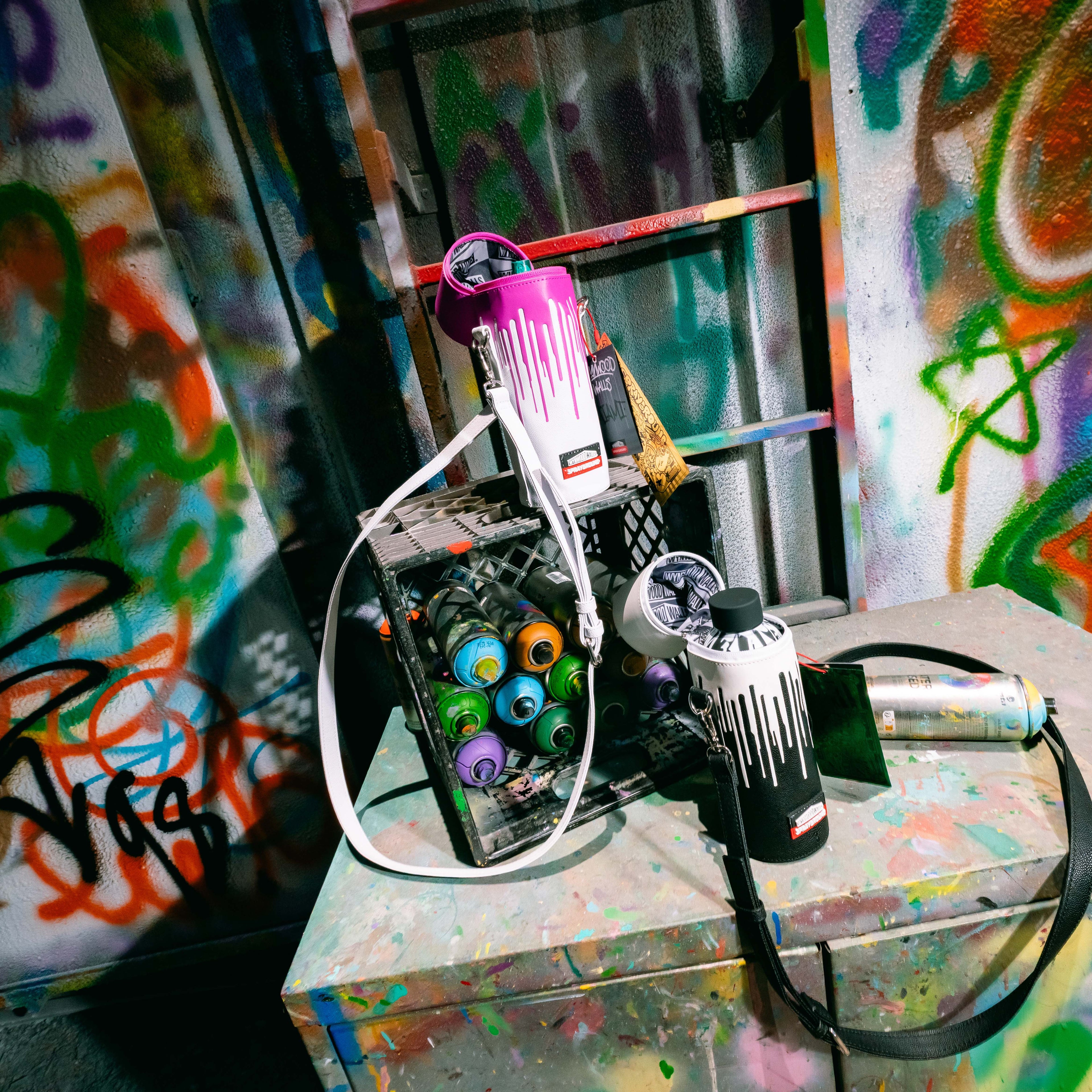 Wynwood Walls DRIPS Sprayground Water Bottle or Can Holder (PNK/WHT)