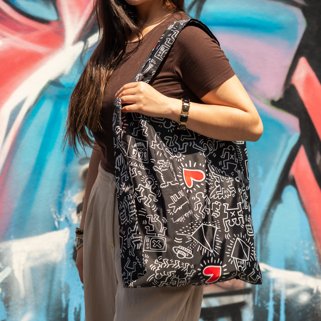 Keith Haring Black Pattern Recycled Bag