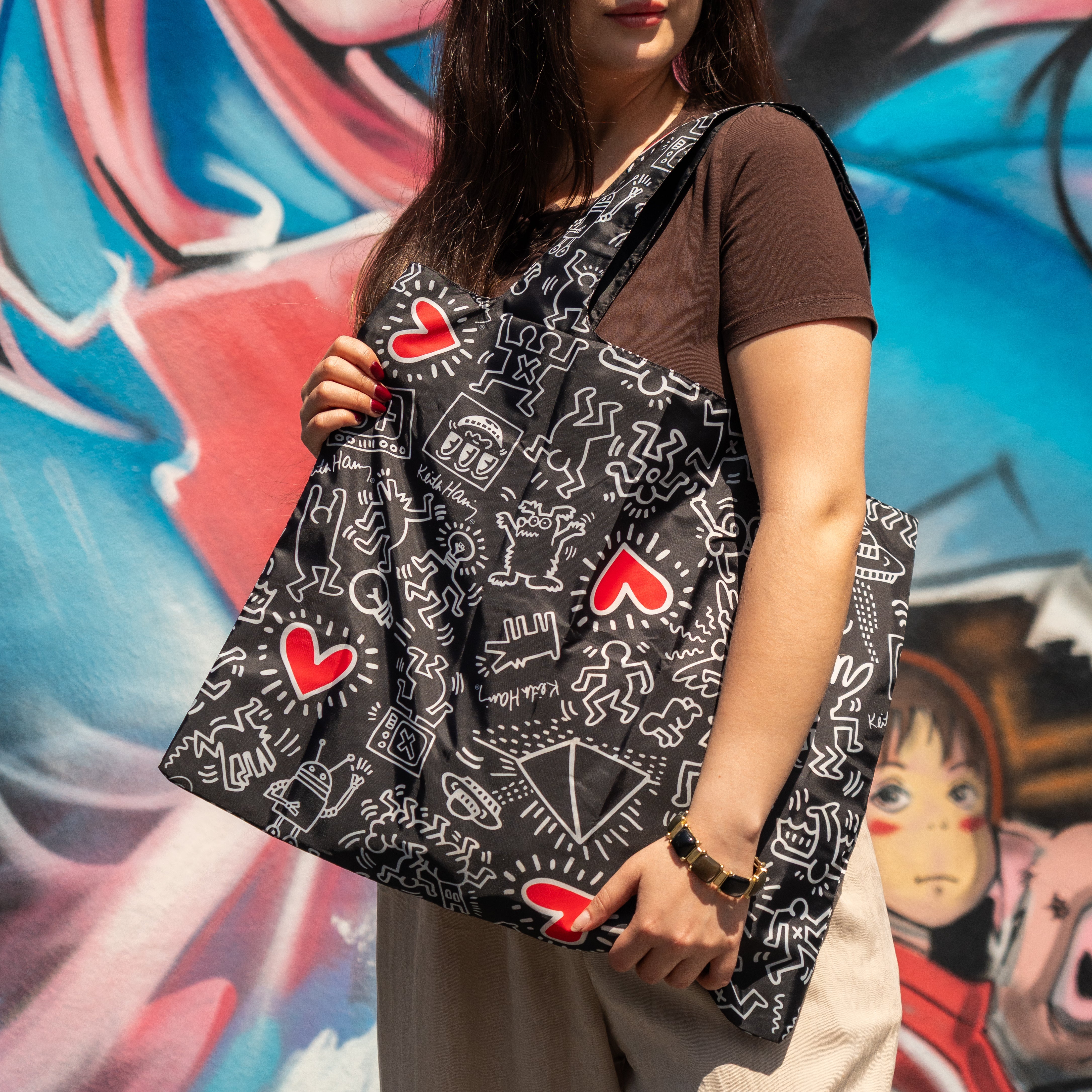 Keith Haring Black Pattern Recycled Bag Secondary image