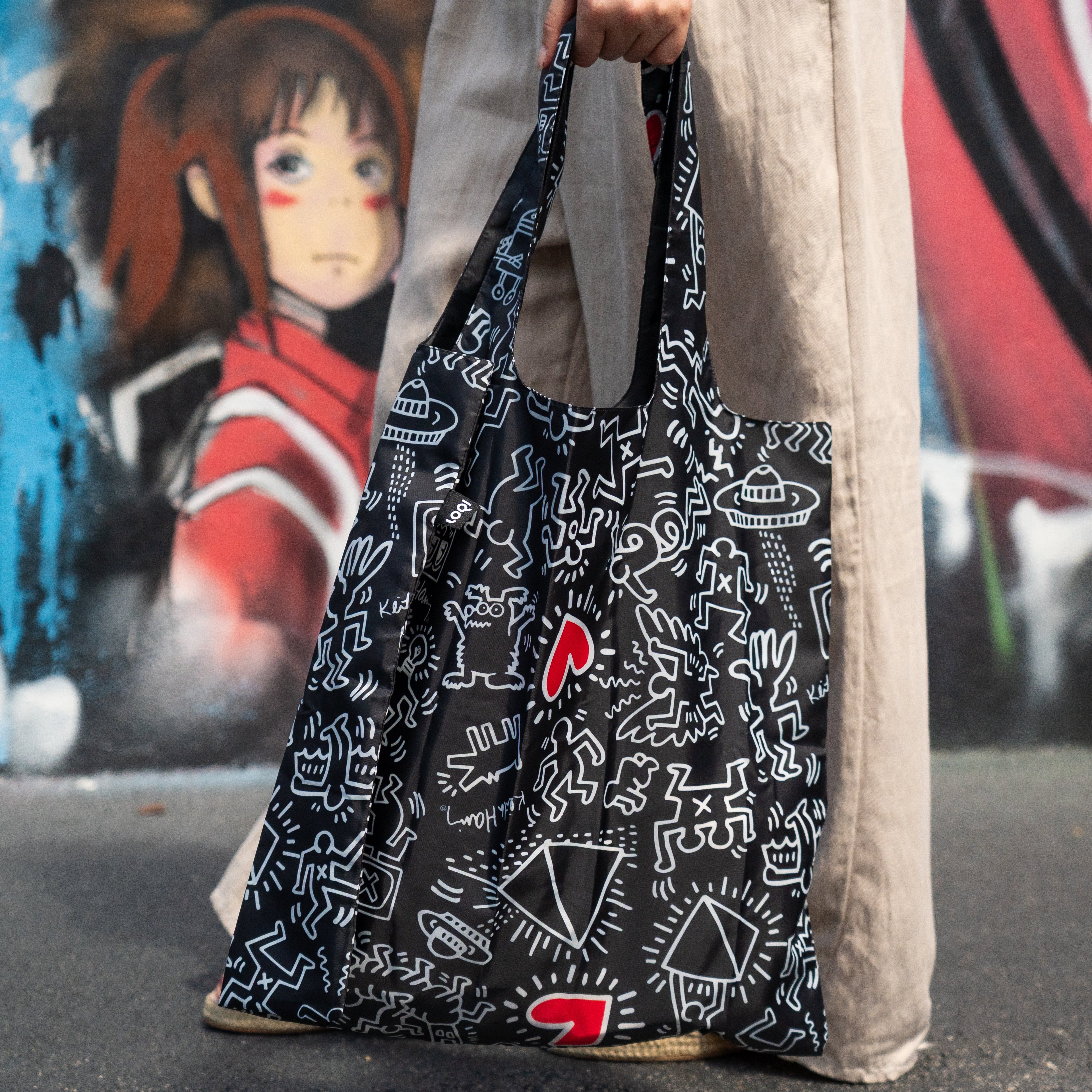 Keith Haring Black Pattern Recycled Bag