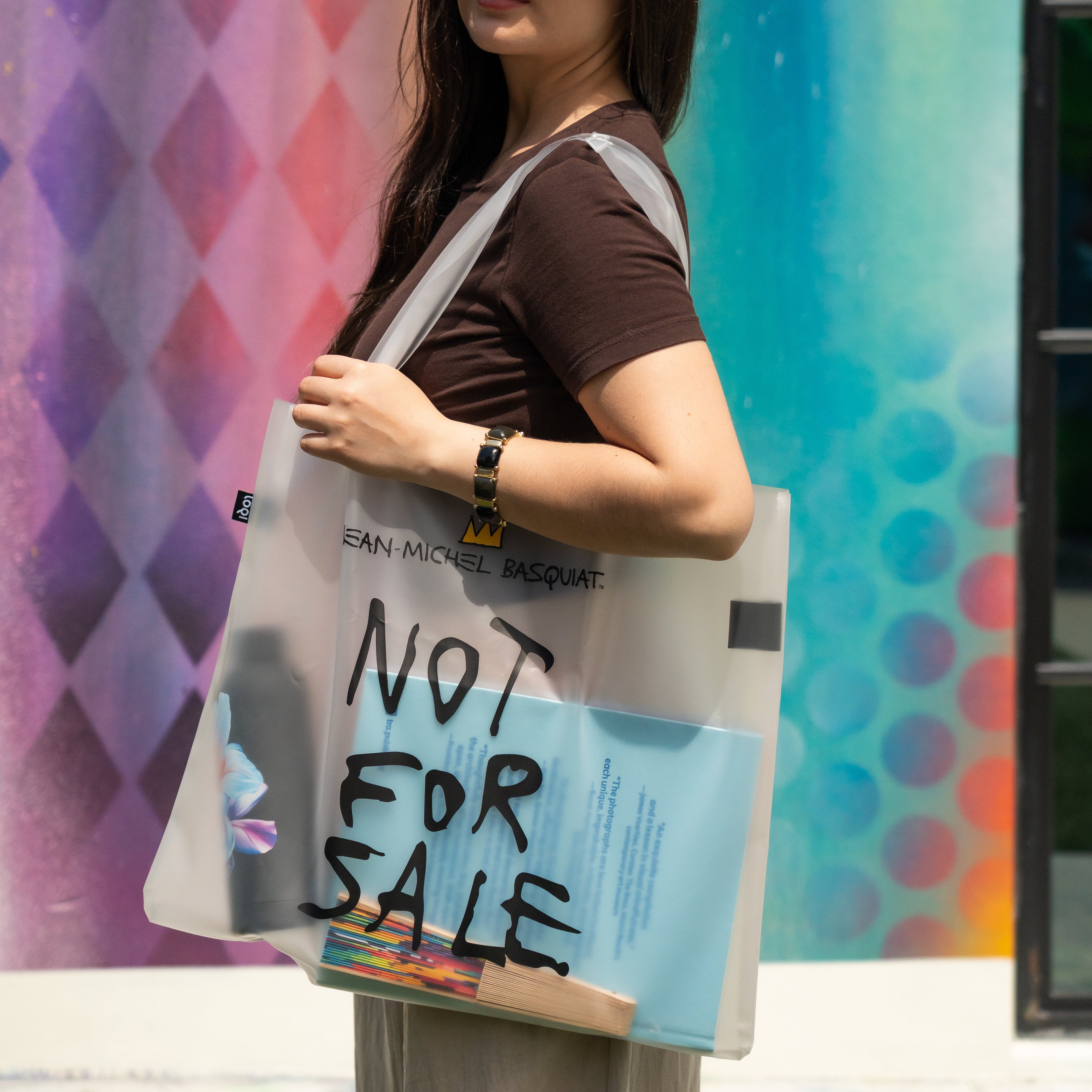 Jean Michael Basquiat Not for Sale Milky Transparent Tote Bag