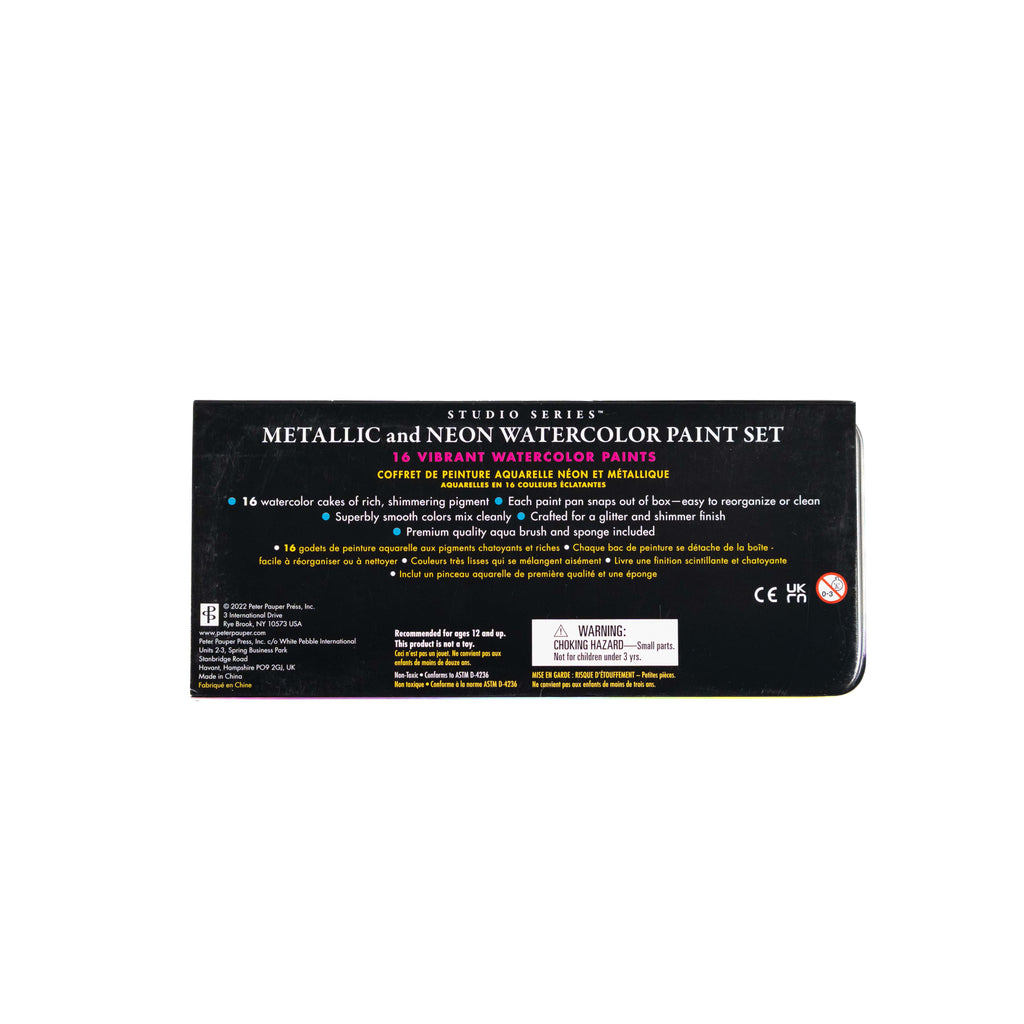 Studio Series Metallic & Neon Watercolor Paint Set (Set of 18 Colors)