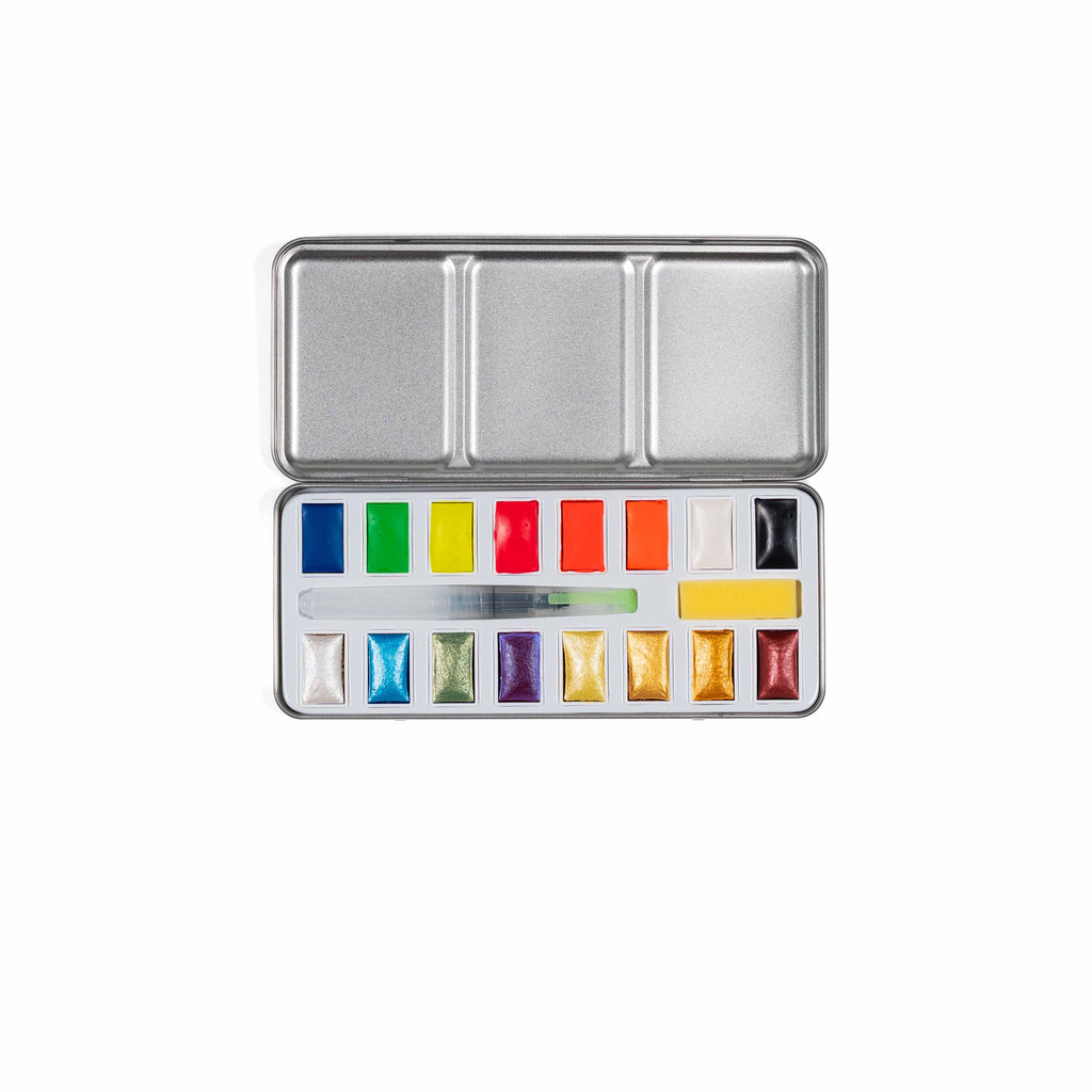 Studio Series Metallic & Neon Watercolor Paint Set (Set of 18 Colors)