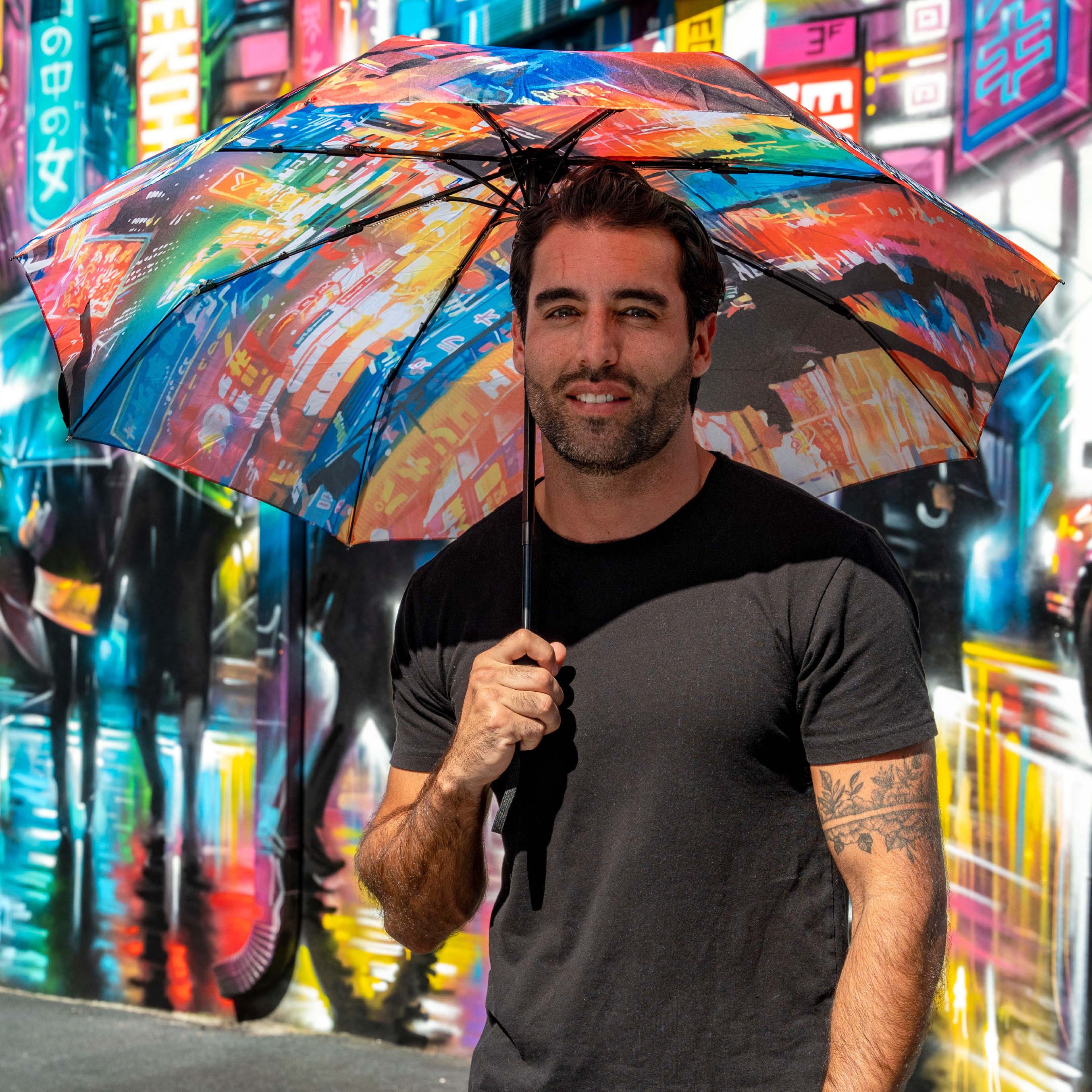 Dan Kitchener NEON STREETS Travel-Size Umbrella Secondary image