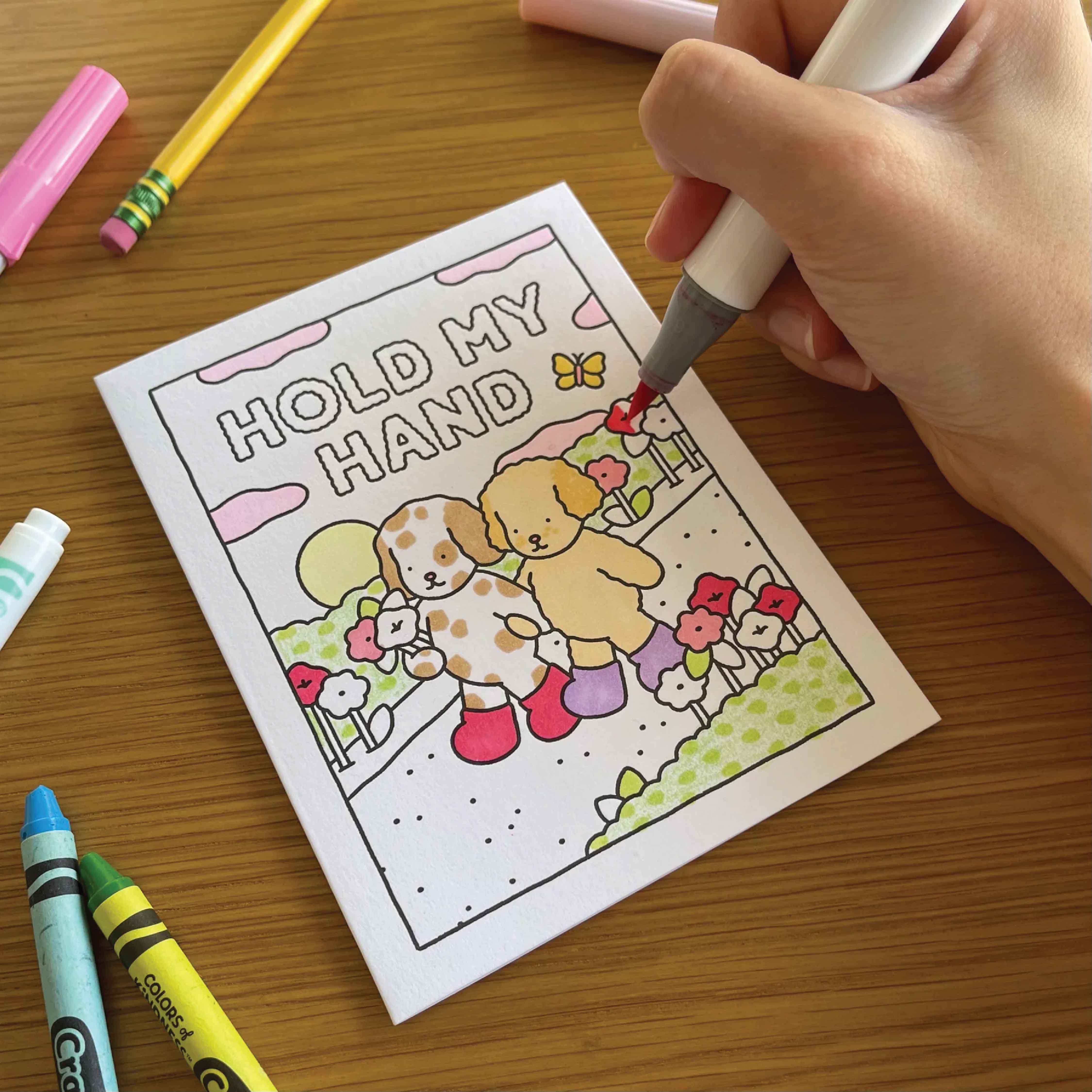 Bobbie Goods HOLD MY HAND Coloring Card Secondary image