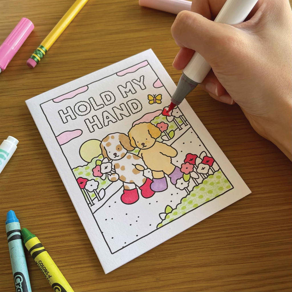 Bobbie Goods HOLD MY HAND Coloring Card