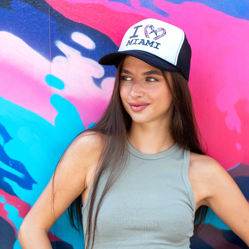 Kelsey Montague I LOVE MIAMI Trucker Cap