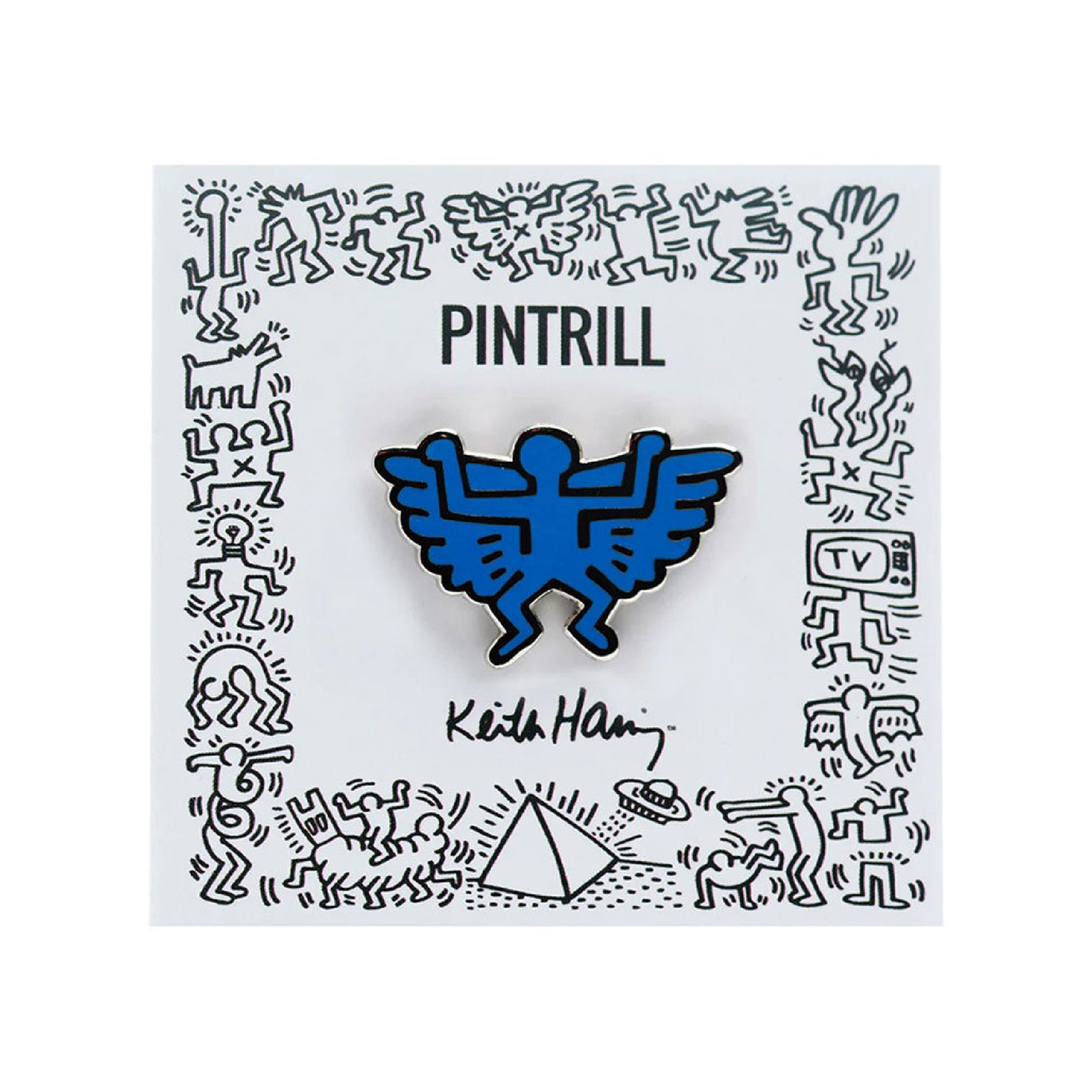 Keith Haring - Angel Pin - Blue