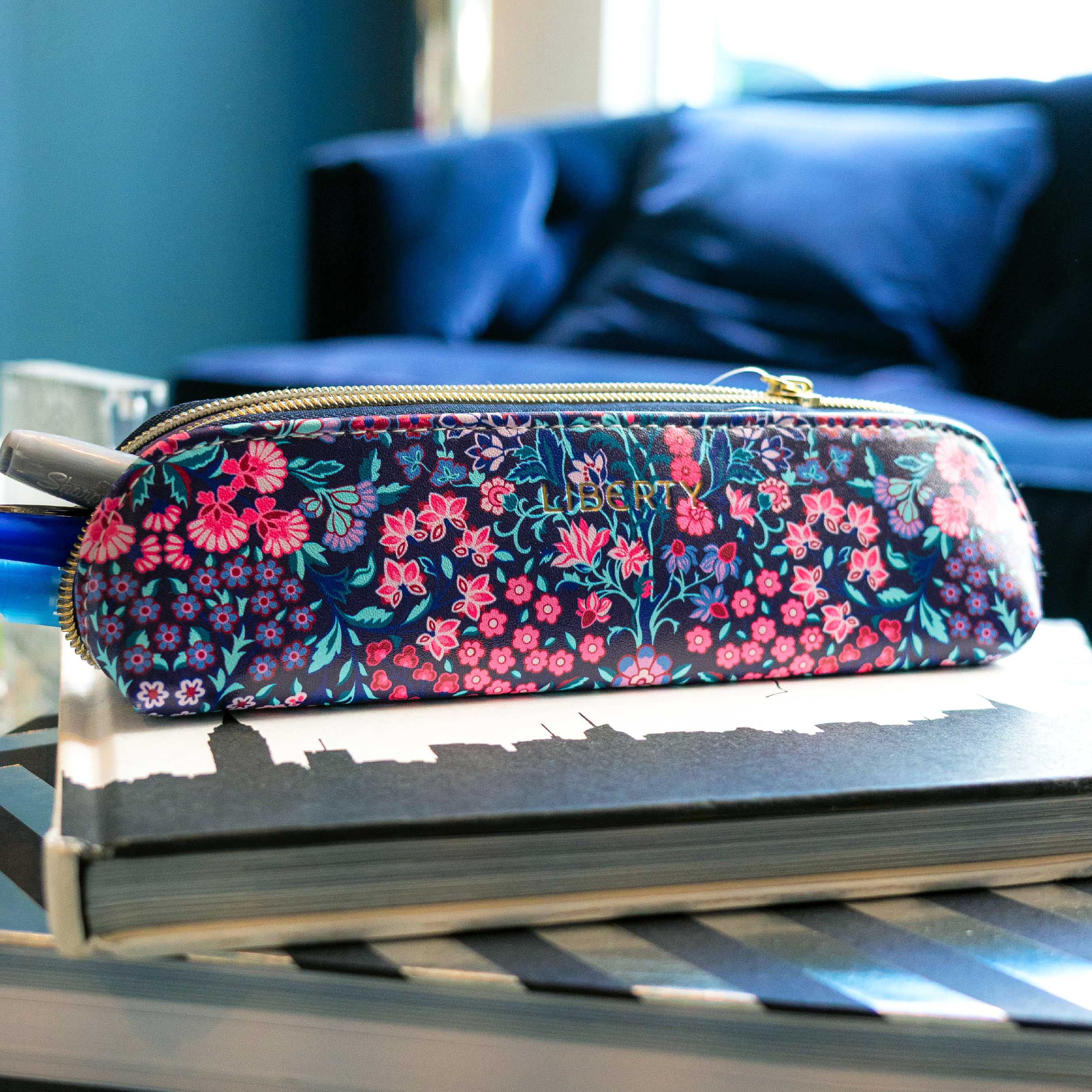 Liberty Tanjore Gardens Tile Navy Pencil Case Secondary image