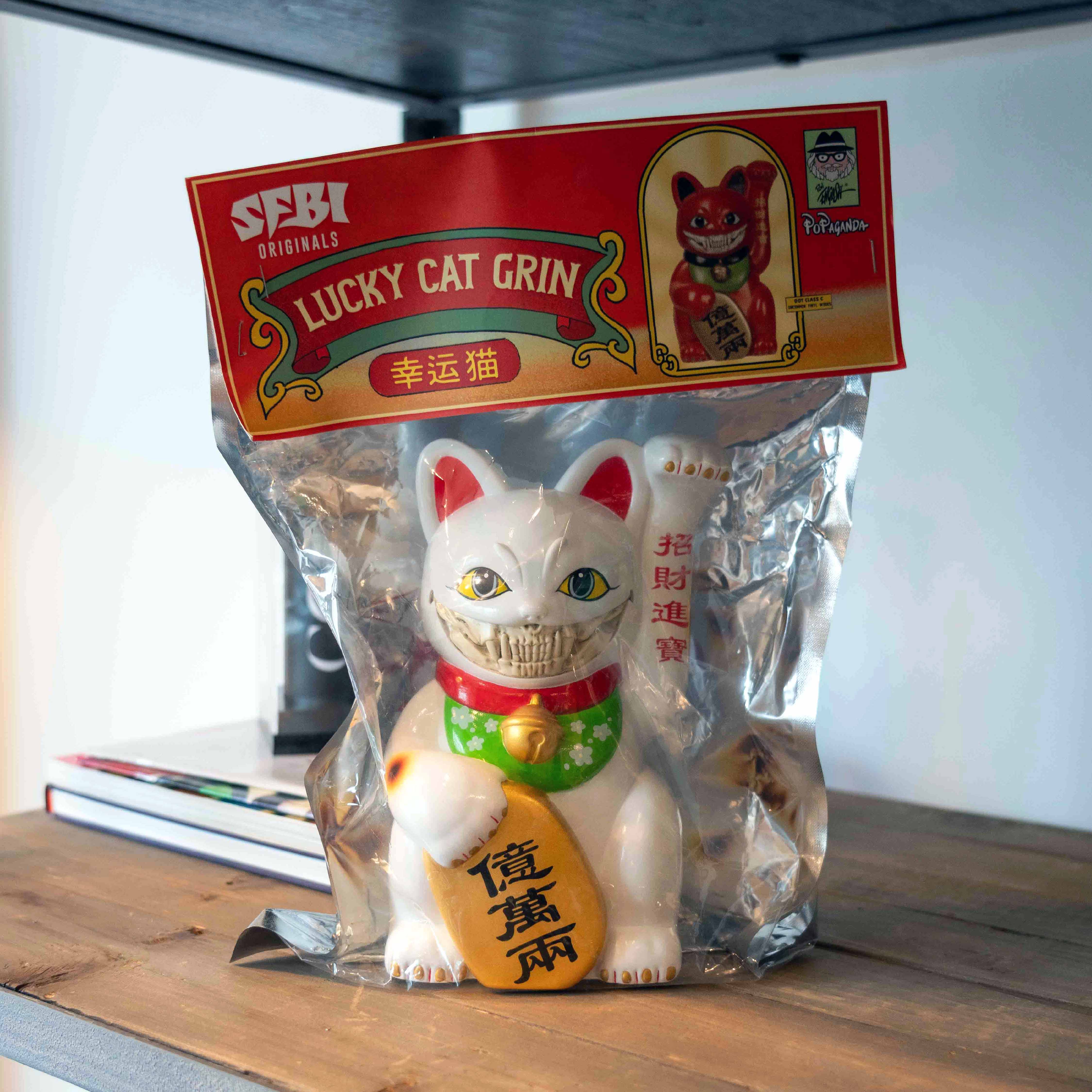 Ron English Lucky Cat 8" White Grin Figure Secondary image
