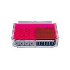 El Dado Luxe dice case with neon pink lid holding 40 dice