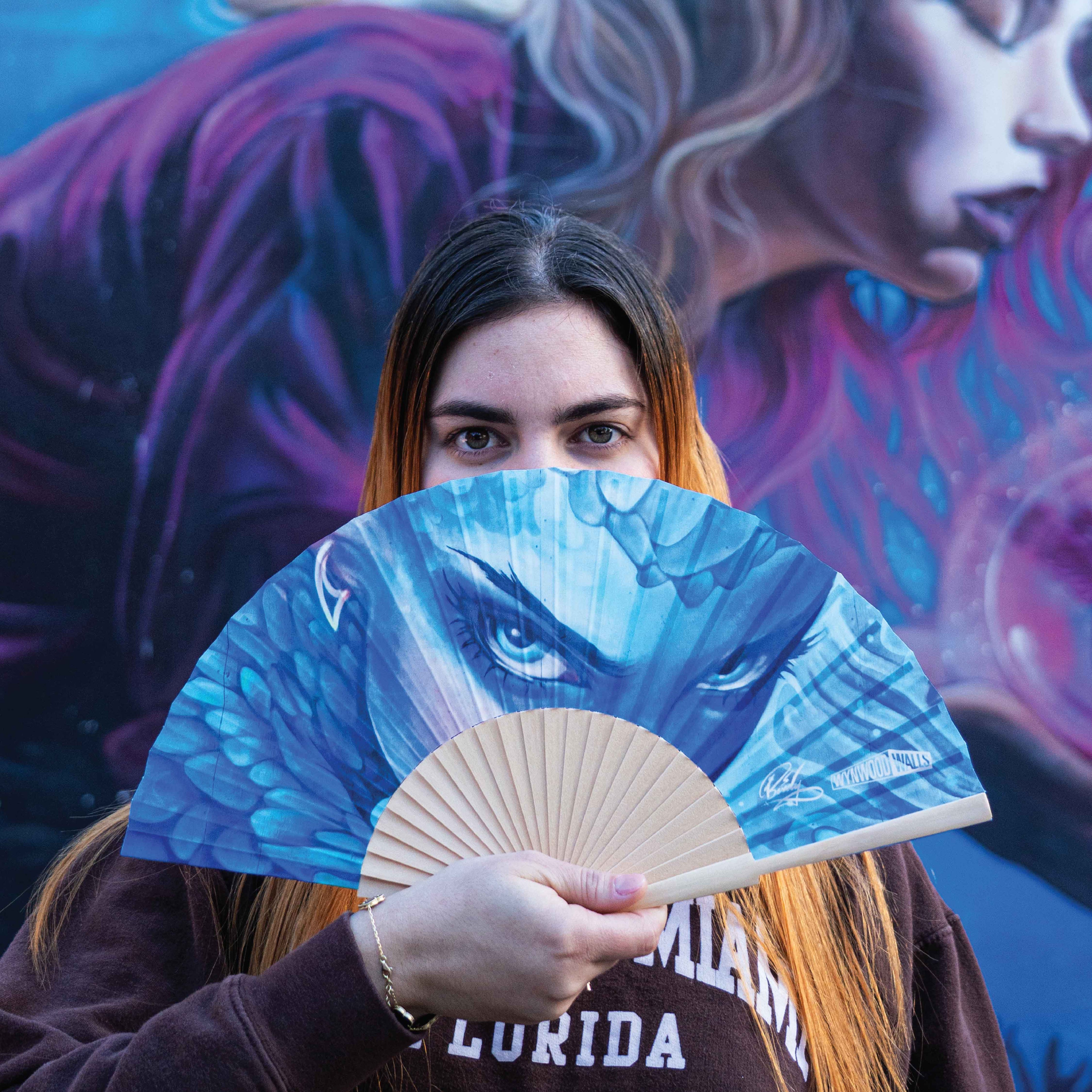 Miss Birdy Wooden Hand Fan
