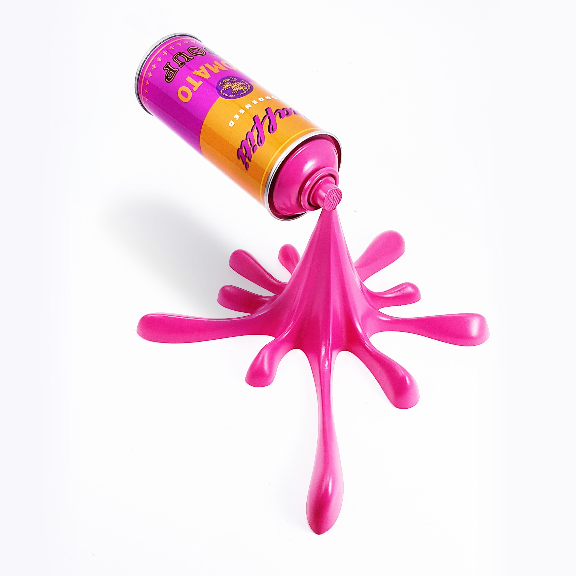 Pink Warhol Tomato Soup Can Splash Graffiti Sculpture