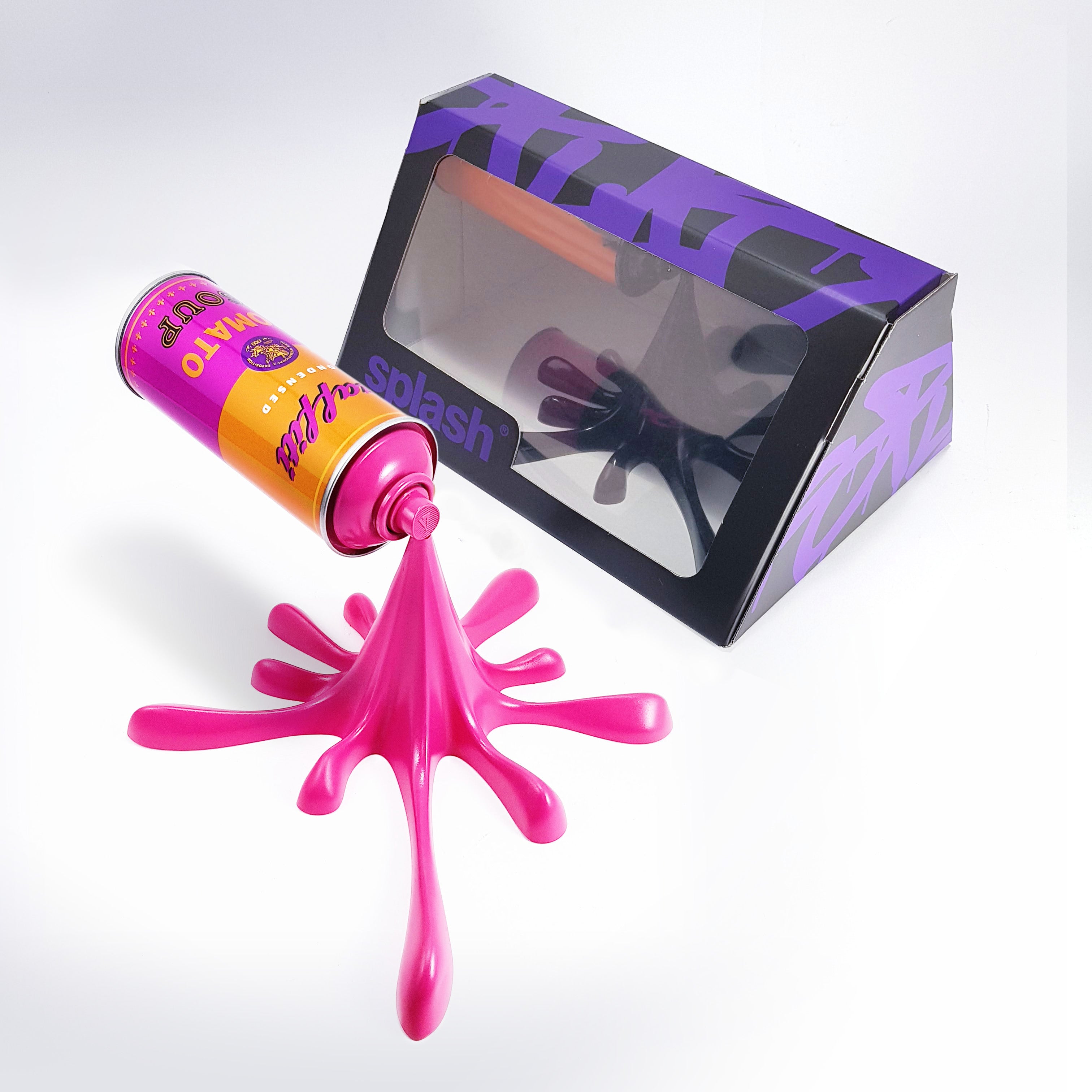 Pink Warhol Tomato Soup Can Splash Graffiti Sculpture
