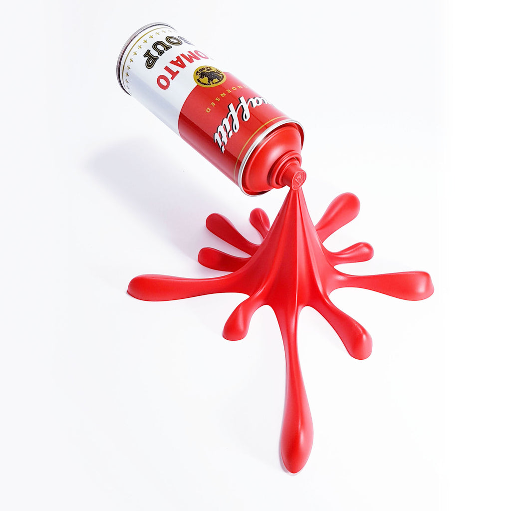 Red Warhol Tomato Soup Can Splash Graffiti Sculpture