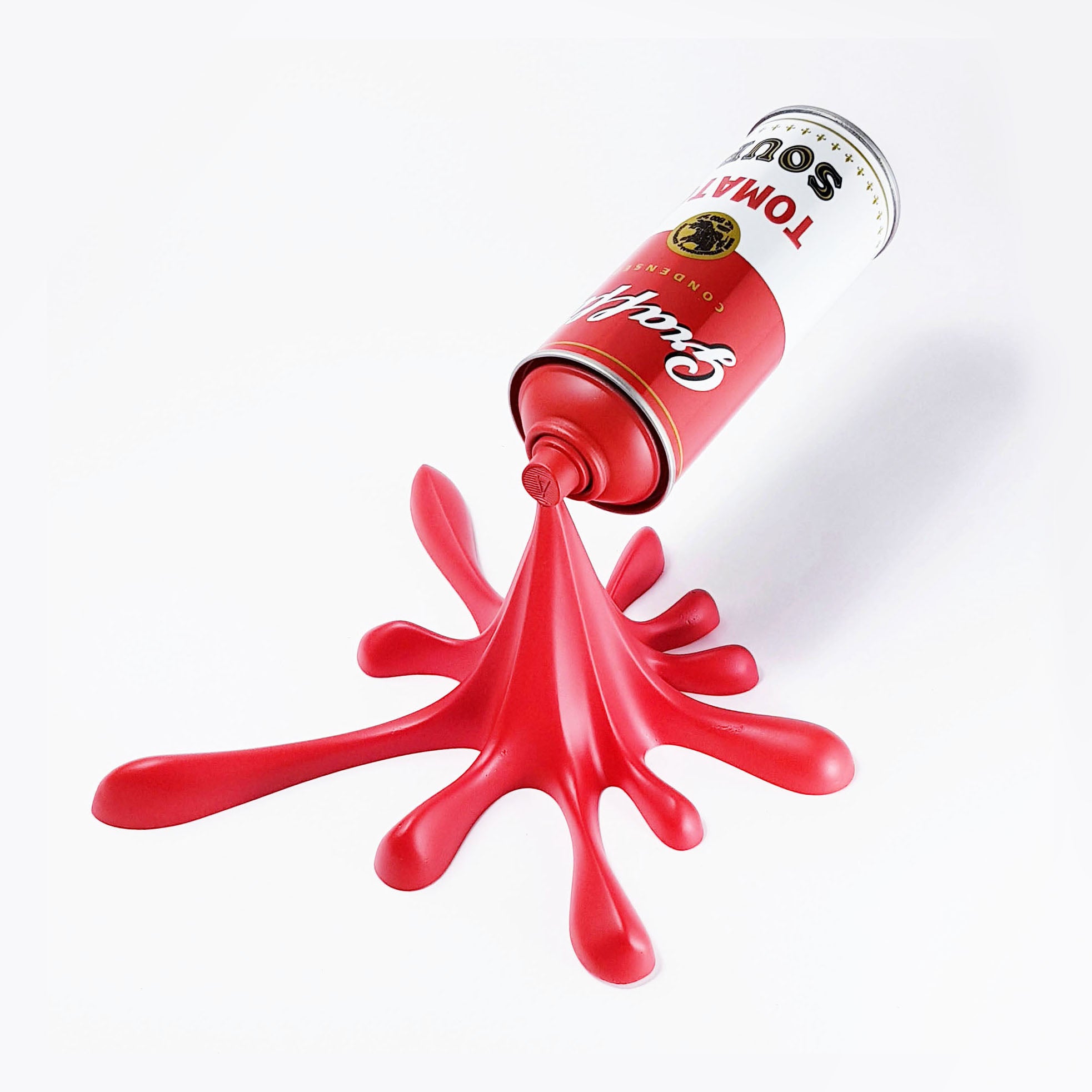 Red Warhol Tomato Soup Can Splash Graffiti Sculpture