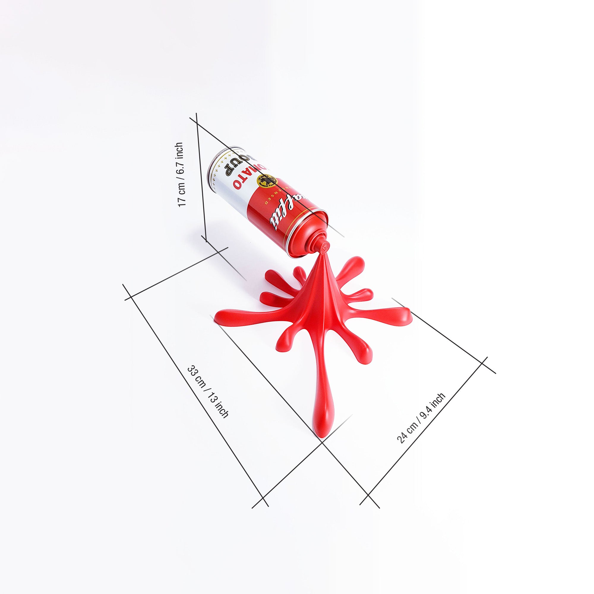 Red Warhol Tomato Soup Can Splash Graffiti Sculpture
