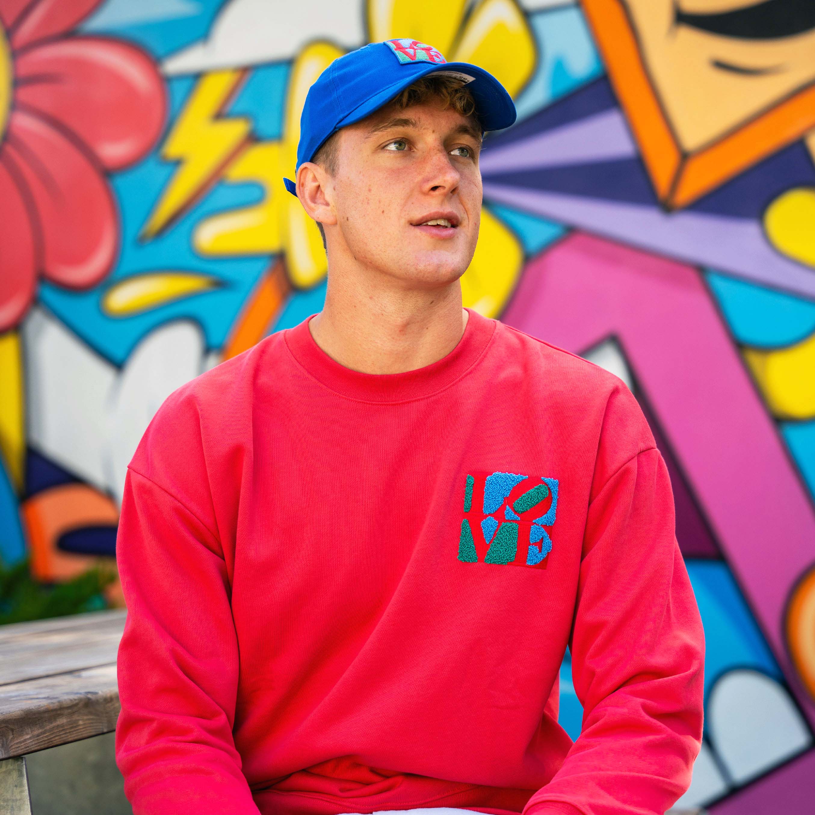 Robert Indiana LOVE Patch Crewneck Fleece