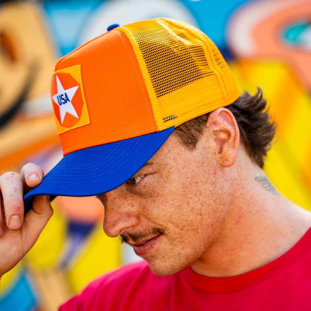 Robert Indiana USA Star Patch Trucker Cap