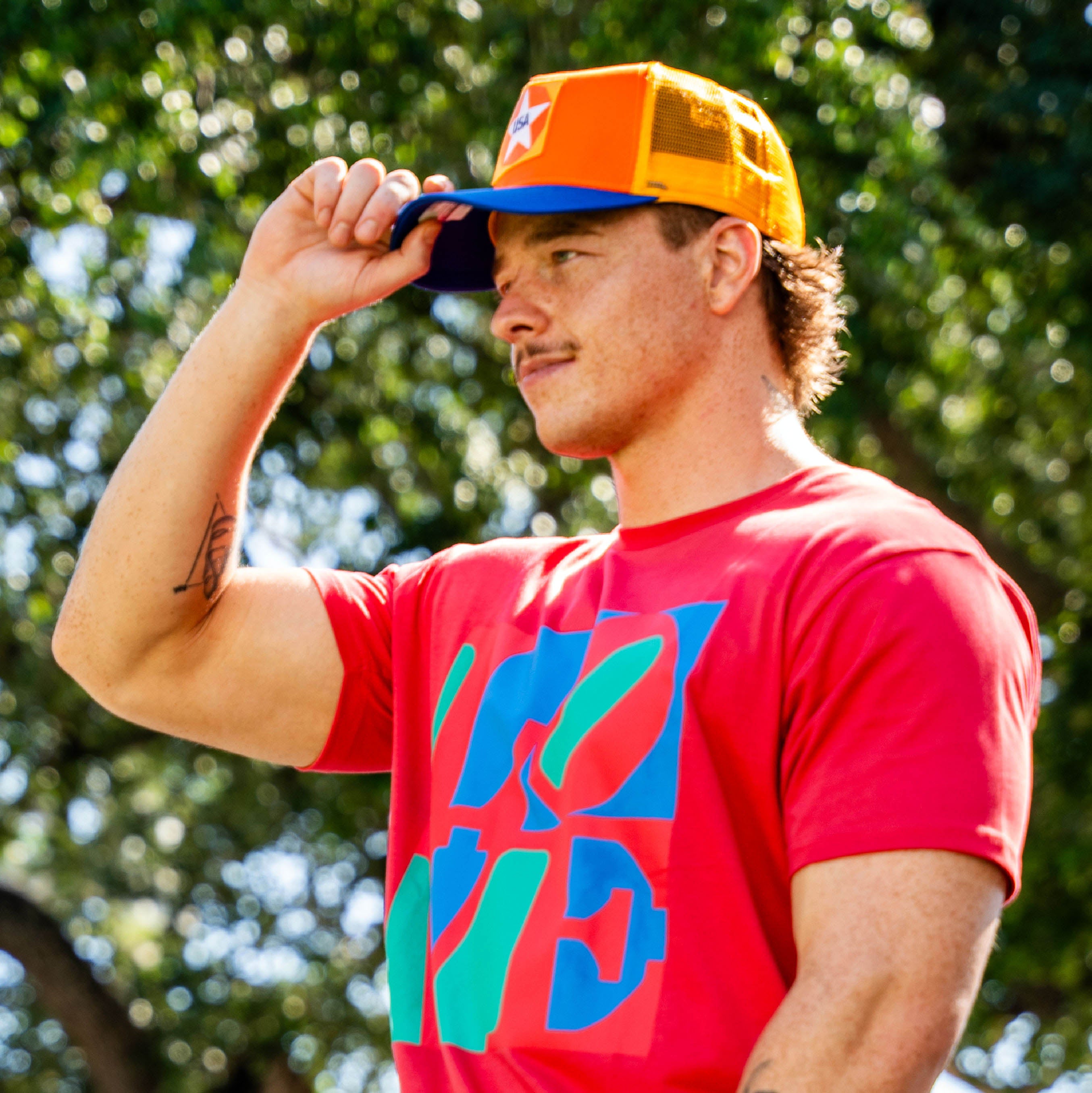 Robert Indiana USA Star Patch Trucker Cap