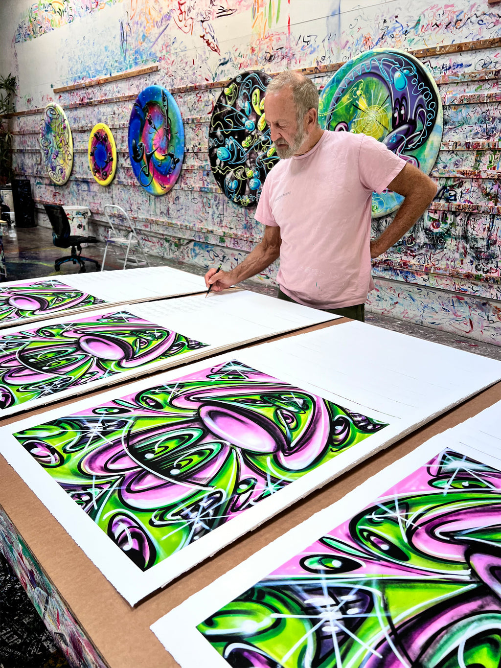 Kenny Scharf PINK 'N GREEN Signed Print
