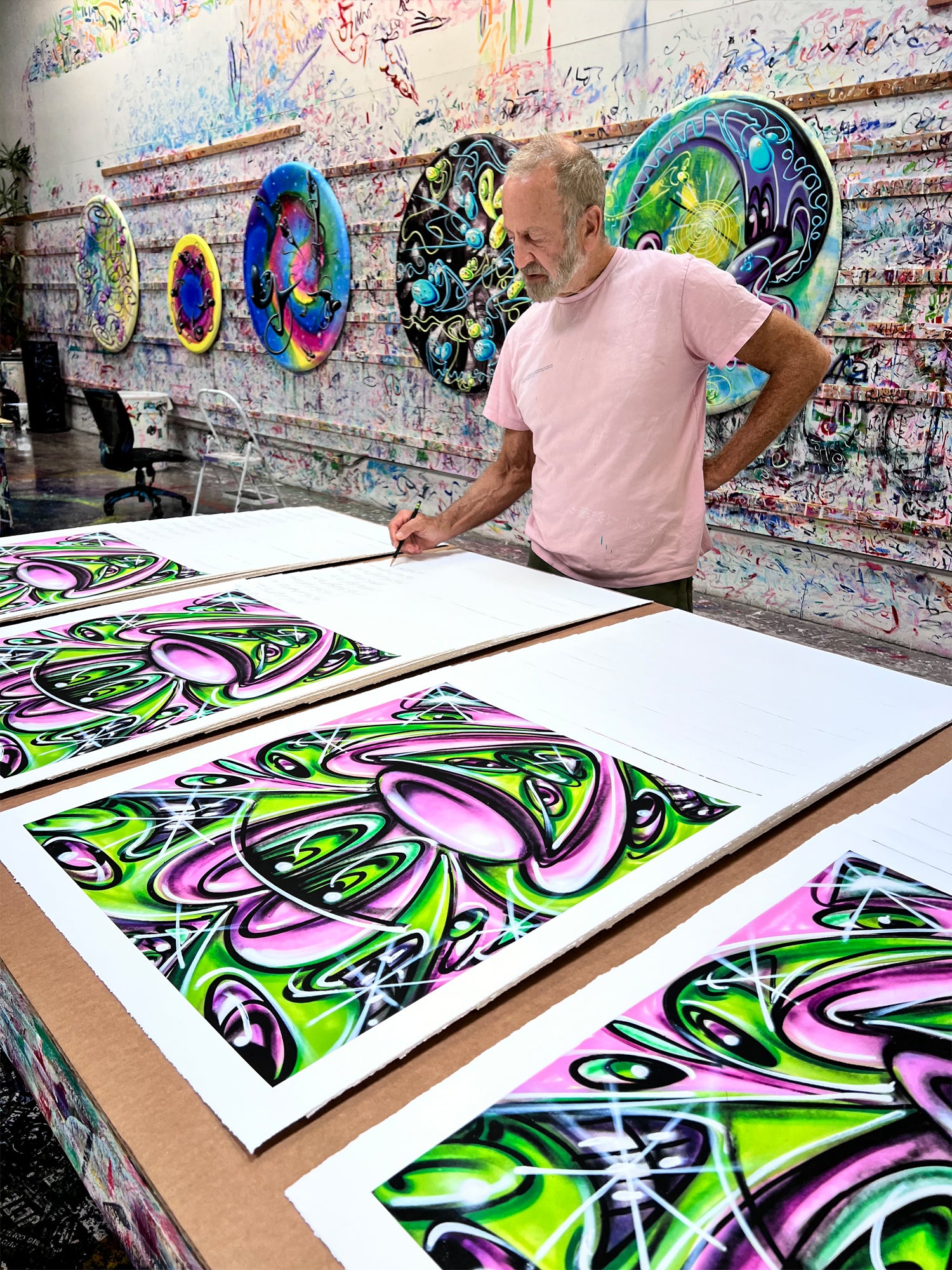 Kenny Scharf PINK 'N GREEN Signed Print