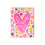 Greeting card with pink heart reading ‘Sending Love’ surrounded by colorful floral illustrations on a white background