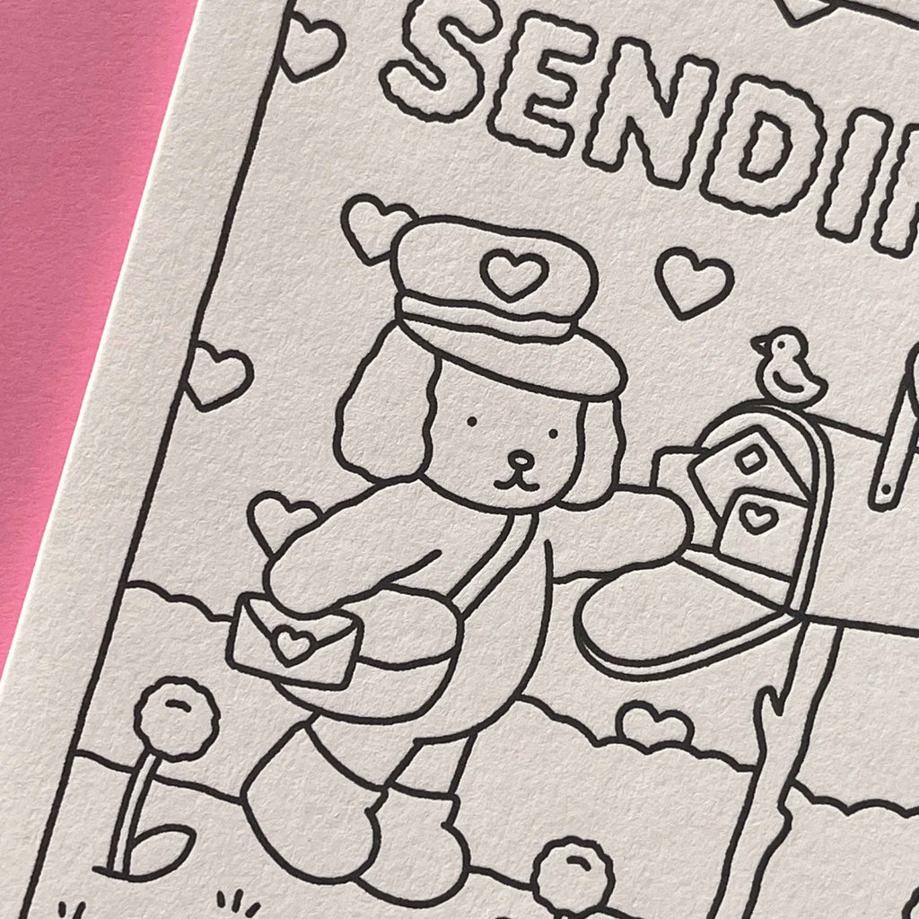 Bobbie Goods SENDING LOVE PUPPY Coloring Card
