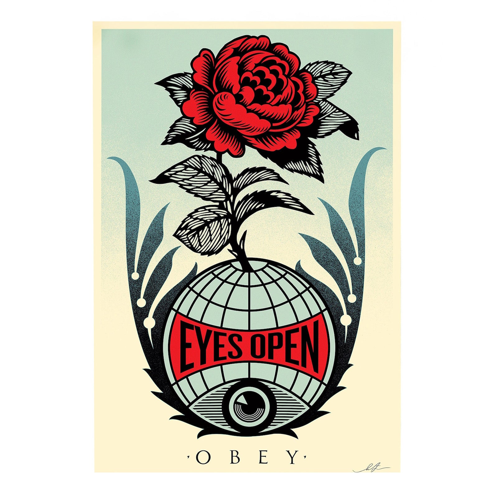 Shepard Fairey EYES OPEN Signed Offset Lithograph