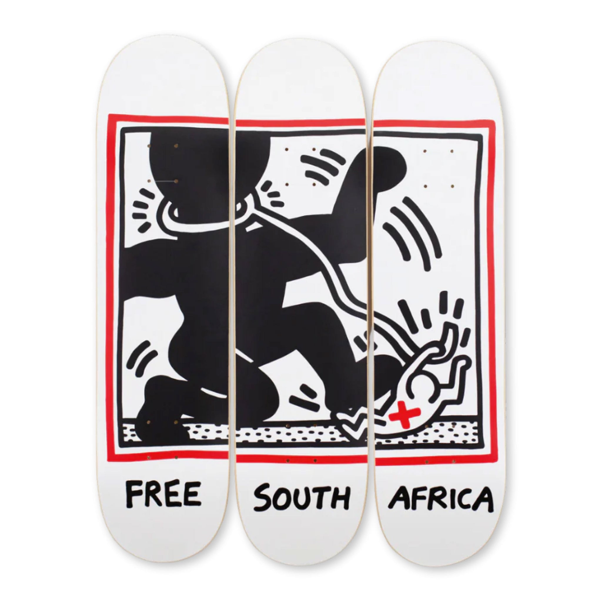 Keith Haring Free South Africa Triptych Skate Deck