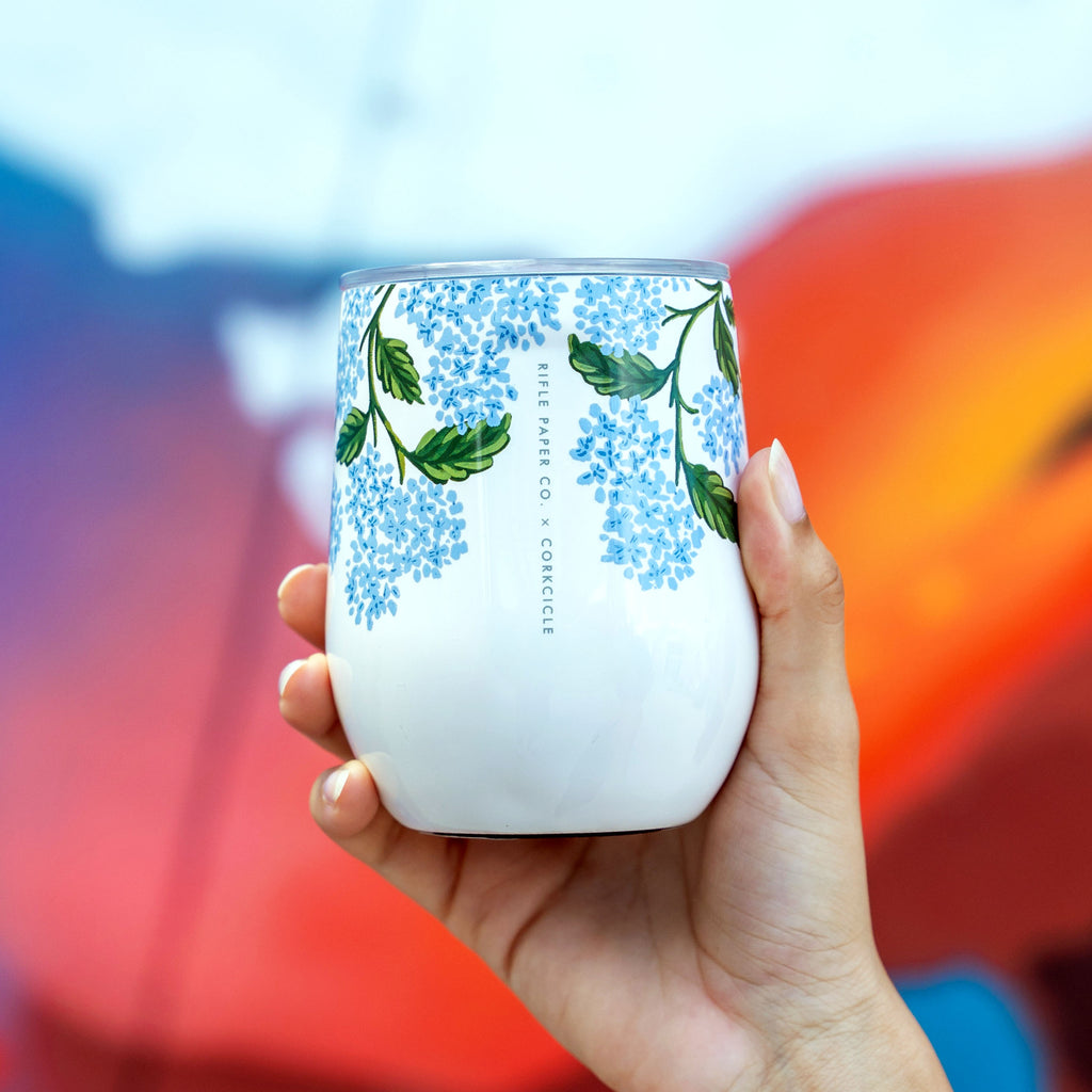 Stemless - 12oz Rifle Paper - Gloss Cream Hydrangea