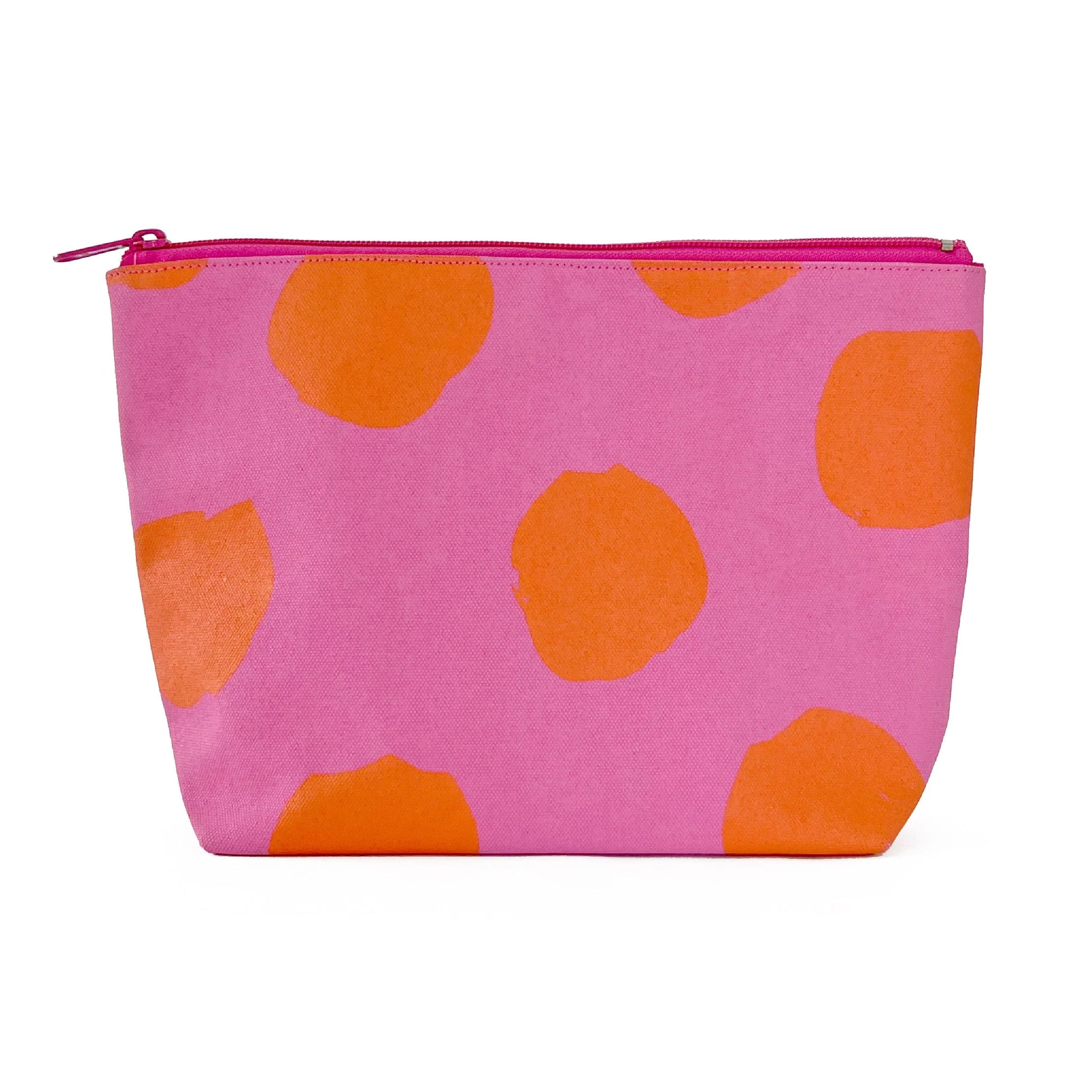 Travel Pouch Large - Big Smudge Dot Pink & Orange