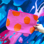 Travel Pouch Large - Big Smudge Dot Pink & Orange