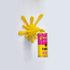 Yellow Warhol Tomato Soup Can Splash Graffiti Sculpture